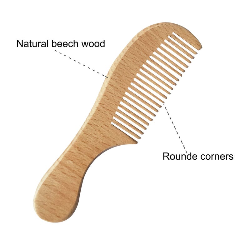 Molylove Baby Hair Brush with Wooden Handle and Comb Set for Newborns & Toddlers | Natural Soft Goat Bristles l Wood Comb l Purple Silicone Brush| Ideal for Cradle Cap (3 Piece) - Image 4